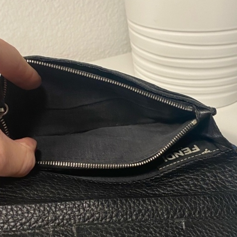 RARE FENDI Selleria 2 Tone Leather Bi Fold Long Wallet Blue / w Black interior - Picture 9 of 12